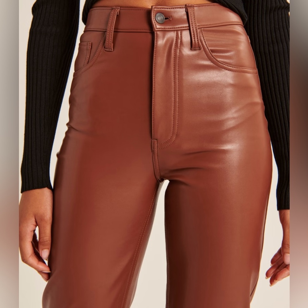 ABERCROMBIE & FITCH HIGH RISE VEGAN LEATHER PANTS NWT
